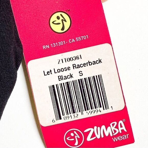 Zumba NWT! Women's Let Loose Racerback Tank Top Black & Yellow Size Small - Picture 6 of 8
